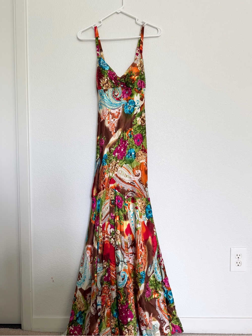 Vintage Niki Livas Silk Beaded Mermaid Maxi Dress Size 4 - Picture 1 of 5